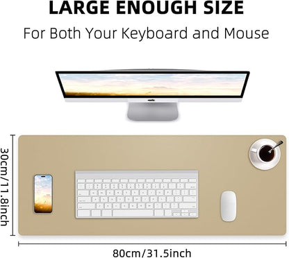 Non - Slip Desk Pad, Desk mat,Waterproof PU Leather Protector, Easy Clean Laptop Mat for Work/Home/Decor (Apricot, 31.5" x 12") | Mouse Pads - TrueDesk
