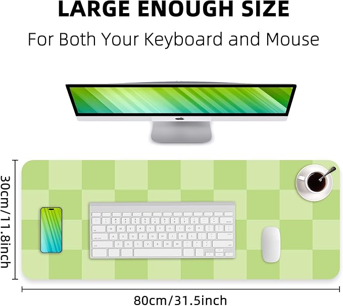 Non - Slip Desk Pad, Mouse Pad, Waterproof PU Leather Desk Protector, Large Desk Blotter, Easy Clean Laptop Desk Writing Mat for Work/Home/Decor(Green 31.5" x 12") | Desk Pads Blotters - TrueDesk