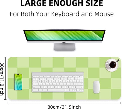 Non - Slip Desk Pad, Mouse Pad, Waterproof PU Leather Desk Protector, Large Desk Blotter, Easy Clean Laptop Desk Writing Mat for Work/Home/Decor(Green 31.5" x 12") | Desk Pads Blotters - TrueDesk