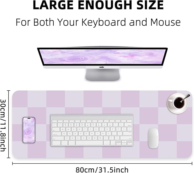 Non - Slip Desk Pad, Mouse Pad, Waterproof PU Leather Desk Protector, Large Desk Blotter, Easy Clean Laptop Desk Writing Mat for Work/Home/Decor(Purple 31.5" x 12") | Desk Pads Blotters - TrueDesk