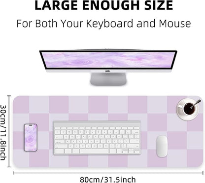 Non - Slip Desk Pad, Mouse Pad, Waterproof PU Leather Desk Protector, Large Desk Blotter, Easy Clean Laptop Desk Writing Mat for Work/Home/Decor(Purple 31.5" x 12") | Desk Pads Blotters - TrueDesk
