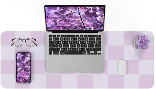 Non - Slip Desk Pad, Mouse Pad, Waterproof PU Leather Desk Protector, Large Desk Blotter, Easy Clean Laptop Desk Writing Mat for Work/Home/Decor(Purple 31.5" x 12") | Desk Pads Blotters - TrueDesk