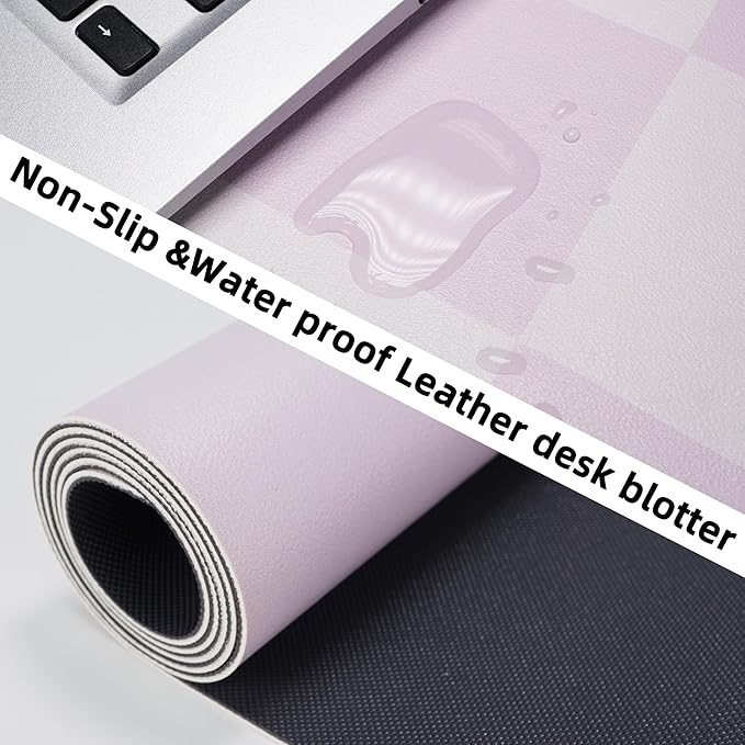 Non - Slip Desk Pad, Mouse Pad, Waterproof PU Leather Desk Protector, Large Desk Blotter, Easy Clean Laptop Desk Writing Mat for Work/Home/Decor(Purple 31.5" x 12") | Desk Pads Blotters - TrueDesk