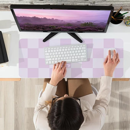 Non - Slip Desk Pad, Mouse Pad, Waterproof PU Leather Desk Protector, Large Desk Blotter, Easy Clean Laptop Desk Writing Mat for Work/Home/Decor(Purple 31.5" x 12") | Desk Pads Blotters - TrueDesk