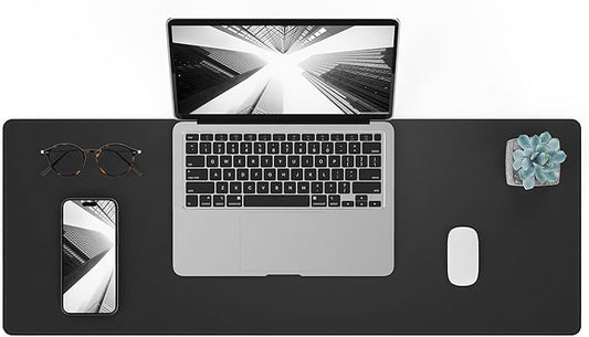 Non - Slip Desk Pad, Waterproof PU Leather Protector, Easy Clean Laptop Mat for Work/Home/Decor (Black 31.5" x 12") | Mouse Pads - TrueDesk