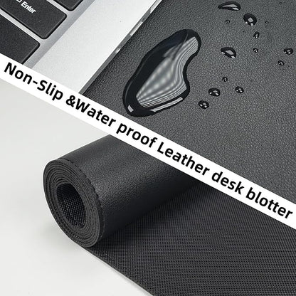 Non - Slip Desk Pad, Waterproof PU Leather Protector, Easy Clean Laptop Mat for Work/Home/Decor (Black 31.5" x 12") | Mouse Pads - TrueDesk