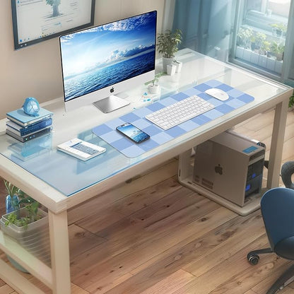 Non - Slip Desk Pad, Waterproof PU Leather Protector, Easy Clean Laptop Mat for Work/Home/Decor (Light Blue, 31.5" x 12" | Mouse Pads - TrueDesk
