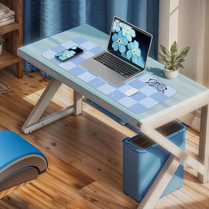 Non - Slip Desk Pad, Waterproof PU Leather Protector, Easy Clean Laptop Mat for Work/Home/Decor (Light Blue, 31.5" x 12" | Mouse Pads - TrueDesk