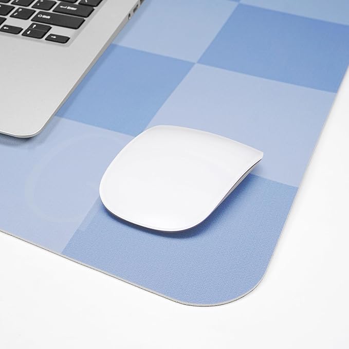 Non - Slip Desk Pad, Waterproof PU Leather Protector, Easy Clean Laptop Mat for Work/Home/Decor (Light Blue, 31.5" x 12" | Mouse Pads - TrueDesk