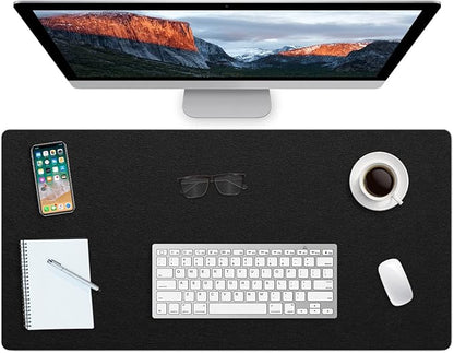 Non - Slip Desk Pad Waterproof PVC Leather Desk Table Protector on Top of Desks Large Mouse Pad Easy Clean Computer Keyboard Laptop Desk Writing Mat for Office Home Decor (Black, 17" x 36") | Desk Pads Blotters - TrueDesk