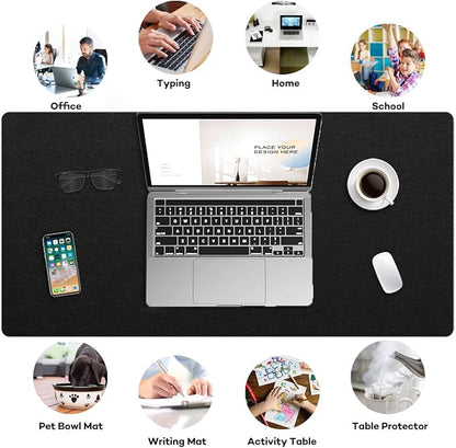 Non - Slip Desk Pad Waterproof PVC Leather Desk Table Protector on Top of Desks Large Mouse Pad Easy Clean Computer Keyboard Laptop Desk Writing Mat for Office Home Decor (Black, 17" x 36") | Desk Pads Blotters - TrueDesk