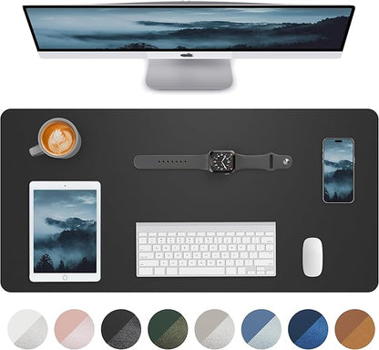 Non - Slip Desk Pad,Mouse Pad,Waterproof PU Leather Desk Protector,Ultra Thin Large Desk Blotter,Waterproof Keyboard mat for Office/Home/Decor(Black 23.6" x 13") | Desk Pads Blotters - TrueDesk