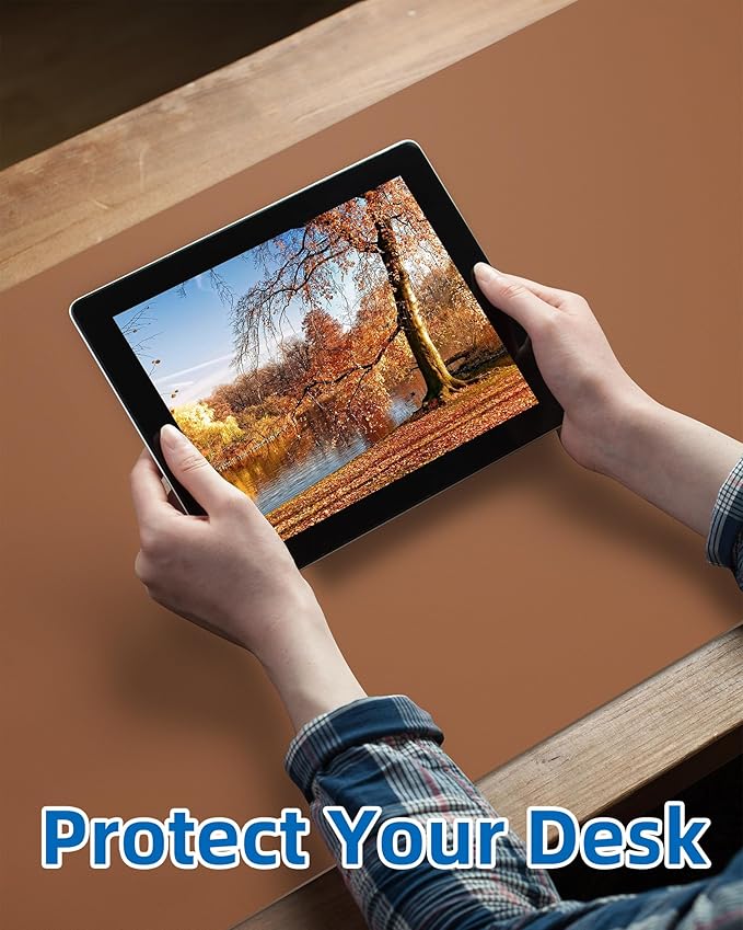 Non - Slip Desk Pad,Mouse Pad,Waterproof PU Leather Desk Protector,Ultra Thin Large Desk Blotter,Waterproof Keyboard mat for Office/Home/Decor(Brown 23.6" x 13") | Desk Pads Blotters - TrueDesk