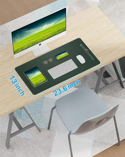 Non - Slip Desk Pad,Mouse Pad,Waterproof PU Leather Desk Protector,Ultra Thin Large Desk Blotter,Waterproof Keyboard mat for Office/Home/Decor(Dark Green 23.6" x 13") | Desk Pads Blotters - TrueDesk