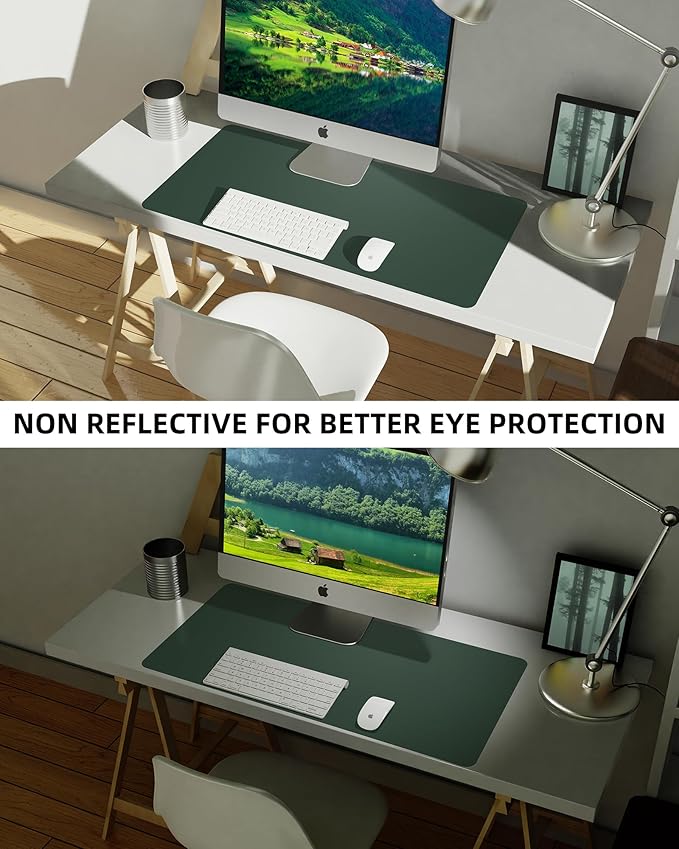 Non - Slip Desk Pad,Mouse Pad,Waterproof PU Leather Desk Protector,Ultra Thin Large Desk Blotter,Waterproof Keyboard mat for Office/Home/Decor(Dark Green 23.6" x 13") | Desk Pads Blotters - TrueDesk