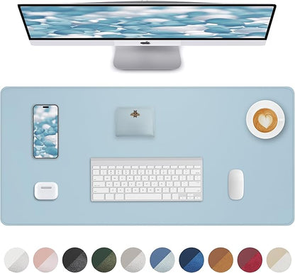 Non - Slip Desk Pad,Mouse Pad,Waterproof PVC Leather Desk Table Protector,Non - Slip PU Leather Desk Blotter, Easy Clean Laptop Desk Writing Mat for Office Work/Home/Decor(Light Blue, 24" x 13.7") | Desk Pads Blotters - TrueDesk