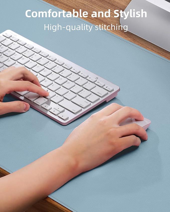 Non - Slip Desk Pad,Mouse Pad,Waterproof PVC Leather Desk Table Protector,Non - Slip PU Leather Desk Blotter, Easy Clean Laptop Desk Writing Mat for Office Work/Home/Decor(Light Blue, 24" x 13.7") | Desk Pads Blotters - TrueDesk