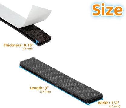 Non Slip Furniture Pads 1/2" x 3" Rubber Strips Self Adhesive Furniture Grippers Chair Leg Pads Rubber Chair Feet Anti Scratches Non Skid Furniture Pad Floor Protectors, 40 Pcs Rectangle | Furniture Pads - TrueDesk
