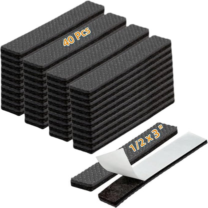 Non Slip Furniture Pads 1/2" x 3" Rubber Strips Self Adhesive Furniture Grippers Chair Leg Pads Rubber Chair Feet Anti Scratches Non Skid Furniture Pad Floor Protectors, 40 Pcs Rectangle | Furniture Pads - TrueDesk