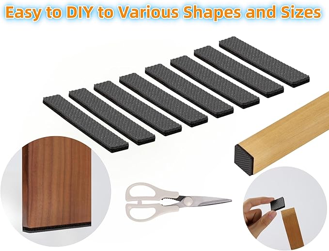 Non Slip Furniture Pads 1/2" x 3" Rubber Strips Self Adhesive Furniture Grippers Chair Leg Pads Rubber Chair Feet Anti Scratches Non Skid Furniture Pad Floor Protectors, 40 Pcs Rectangle | Furniture Pads - TrueDesk
