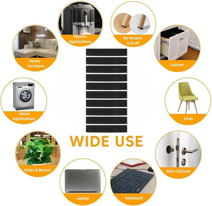 Non Slip Furniture Pads 1/2" x 3" Rubber Strips Self Adhesive Furniture Grippers Chair Leg Pads Rubber Chair Feet Anti Scratches Non Skid Furniture Pad Floor Protectors, 40 Pcs Rectangle | Furniture Pads - TrueDesk