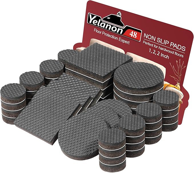 Non Slip Furniture Pads - 48pcs(1+2+2)" Furniture Grippers Hardwood Floors, Non Skid for Furniture Leg,SelfAdhesive Rubber Furniture Feet, Anti Slide Furniture Floor Protector for Keep Couch Stoppers | Furniture Pads - TrueDesk