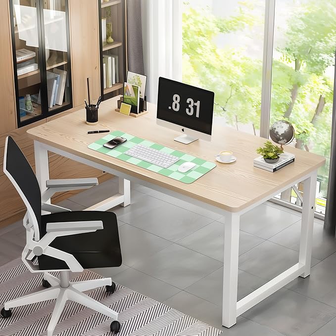 Non - Slip, Waterproof PU Leather Mouse Pad & Desk Blotter - Easy Clean Laptop Mat for Work/Home/Decor (31.5" x 12") (White Green, 31.5in*12in) | Desk Pads Blotters - TrueDesk