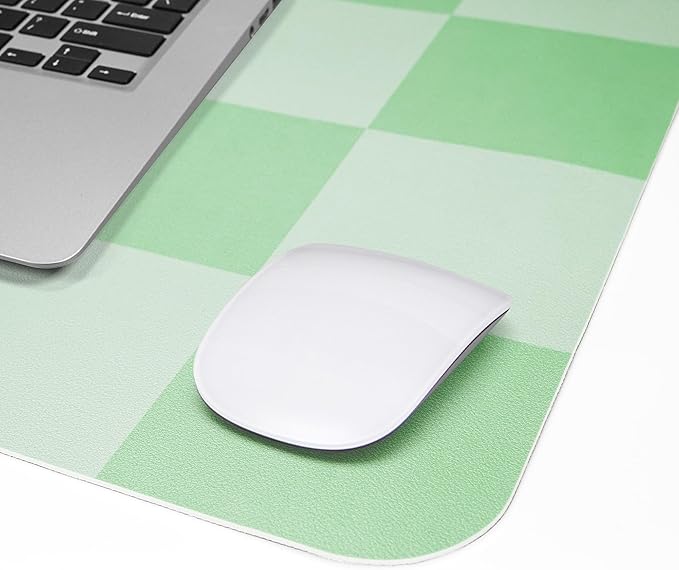 Non - Slip, Waterproof PU Leather Mouse Pad & Desk Blotter - Easy Clean Laptop Mat for Work/Home/Decor (31.5" x 12") (White Green, 31.5in*12in) | Desk Pads Blotters - TrueDesk