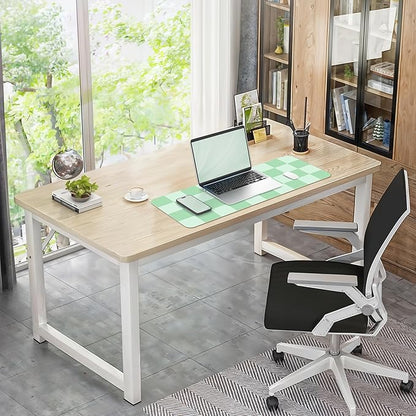 Non - Slip, Waterproof PU Leather Mouse Pad & Desk Blotter - Easy Clean Laptop Mat for Work/Home/Decor (31.5" x 12") (White Green, 31.5in*12in) | Desk Pads Blotters - TrueDesk