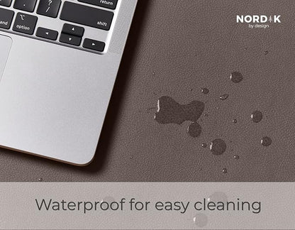 Nordik Cork Leather Desk Mat Cable Organizer - Gunmetal Grey 35 X 17 inch - Premium Extended Mouse Mat for Home Office Accessories - Non - Slip Vegan Leather Desk Pad Protector & Desk Blotter Pad | Desk Pads Blotters - TrueDesk
