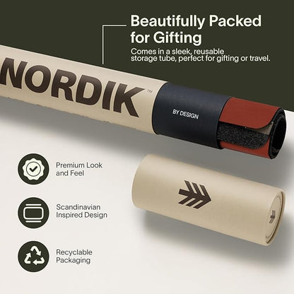 Nordik Felt and Leather Desk Mat - Emberwood Brown - 35x17 Inch Felt and Vegan Leather Desk Blotter with Document Hideaway - Large Computer Mats for Desktop - Ideal Keyboard Mat for Office and Home | Desk Pads Blotters - TrueDesk