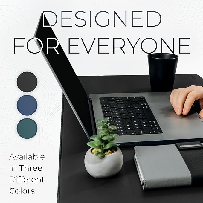 Nordik Felt and Leather Desk Mat Non - Slip - Black - 35 X 17 Inch - Felt and Vegan Leather Desk Pad - Document Organizers - Desk Blotter and Desktop Mat - Desk Protector Laptop Desk Matt for Desktop | Desk Pads Blotters - TrueDesk