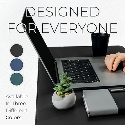 Nordik Felt and Leather Desk Mat Non - Slip - Black - 35 X 17 Inch - Felt and Vegan Leather Desk Pad - Document Organizers - Desk Blotter and Desktop Mat - Desk Protector Laptop Desk Matt for Desktop | Desk Pads Blotters - TrueDesk