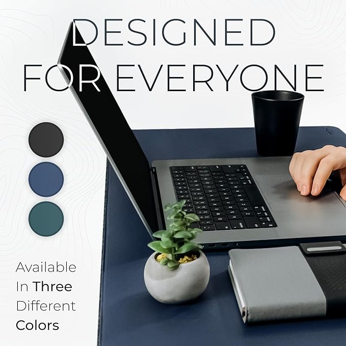 Nordik Felt and Leather Desk Mat Non - Slip - Blue - 35 X 17 Inch - Felt and Vegan Leather Desk Pad - Document Organizers - Desk Blotter and Desktop Mat - Desk Protector Laptop Desk Matt for Desktop | Desk Pads Blotters - TrueDesk