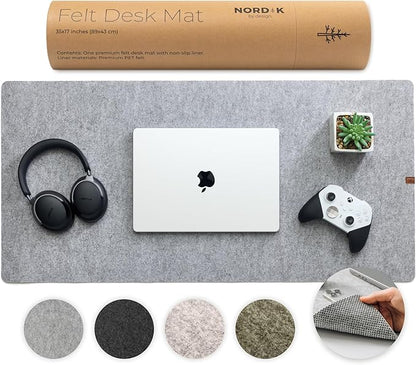 Nordik Large Felt Desk Mat - Marle - 35 x 17 inch - Full Desk Keyboard Mat - Keyboard and Mouse Pad - Large Desktop Felt Pad | Desk Pads Blotters - TrueDesk