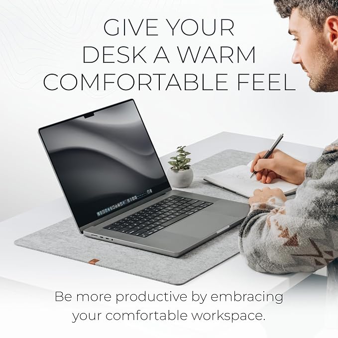 Nordik Large Felt Desk Mat - Marle - 35 x 17 inch - Full Desk Keyboard Mat - Keyboard and Mouse Pad - Large Desktop Felt Pad | Desk Pads Blotters - TrueDesk