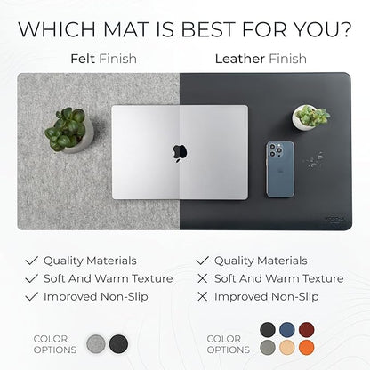 Nordik Large Felt Desk Mat - Marle - 35 x 17 inch - Full Desk Keyboard Mat - Keyboard and Mouse Pad - Large Desktop Felt Pad | Desk Pads Blotters - TrueDesk