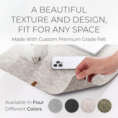 Nordik Large Felt Desk Mat – Stone Oat Beige – 35 x 17 inch – Computer Desk Mat – Keyboard and Mouse Pad – Large Desktop Felt Pad | Desk Pads Blotters - TrueDesk