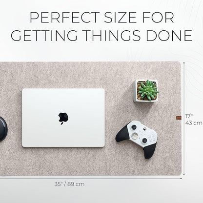 Nordik Large Felt Desk Mat – Stone Oat Beige – 35 x 17 inch – Computer Desk Mat – Keyboard and Mouse Pad – Large Desktop Felt Pad | Desk Pads Blotters - TrueDesk