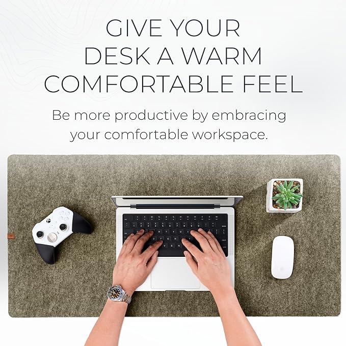 Nordik Large Felt Desk Mat – Timber Moss Green – 35 x 17 inch – Computer Desk Mat – Keyboard and Mouse Pad – Large Desktop Felt Pad | Desk Pads Blotters - TrueDesk