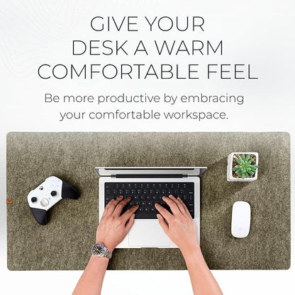 Nordik Large Felt Desk Mat – Timber Moss Green – 35 x 17 inch – Computer Desk Mat – Keyboard and Mouse Pad – Large Desktop Felt Pad | Desk Pads Blotters - TrueDesk