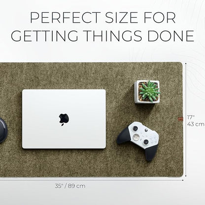 Nordik Large Felt Desk Mat – Timber Moss Green – 35 x 17 inch – Computer Desk Mat – Keyboard and Mouse Pad – Large Desktop Felt Pad | Desk Pads Blotters - TrueDesk