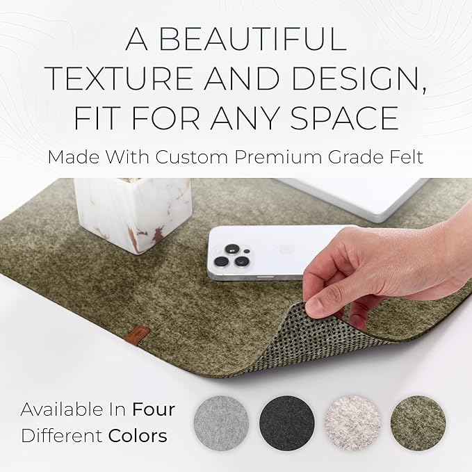 Nordik Large Felt Desk Mat – Timber Moss Green – 35 x 17 inch – Computer Desk Mat – Keyboard and Mouse Pad – Large Desktop Felt Pad | Desk Pads Blotters - TrueDesk