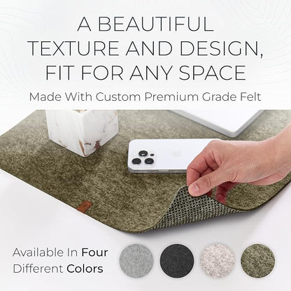 Nordik Large Felt Desk Mat – Timber Moss Green – 35 x 17 inch – Computer Desk Mat – Keyboard and Mouse Pad – Large Desktop Felt Pad | Desk Pads Blotters - TrueDesk