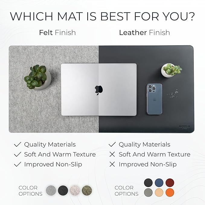 Nordik Large Felt Desk Mat – Timber Moss Green – 35 x 17 inch – Computer Desk Mat – Keyboard and Mouse Pad – Large Desktop Felt Pad | Desk Pads Blotters - TrueDesk