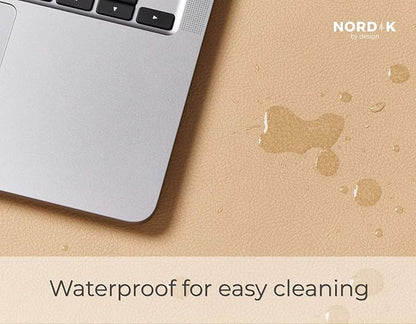 Nordik Leather Desk Mat Cable Organiser (Champagne Beige 89 X 43 cm) Premium Extended Mouse Mat for Home Office Accessories - Non - Slip Vegan Leather Desk Pad Protector & Desk Blotter Pad | Desk Pads Blotters - TrueDesk
