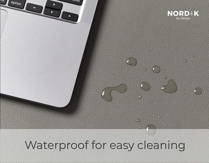 Nordik Leather Desk Mat Cable Organizer - Alaskan Gray 35 X 17 inch - Premium Extended Mouse Mat for Home Office Accessories - Non - Slip Vegan Leather Desk Pad Protector & Desk Blotter Pad | Desk Pads Blotters - TrueDesk