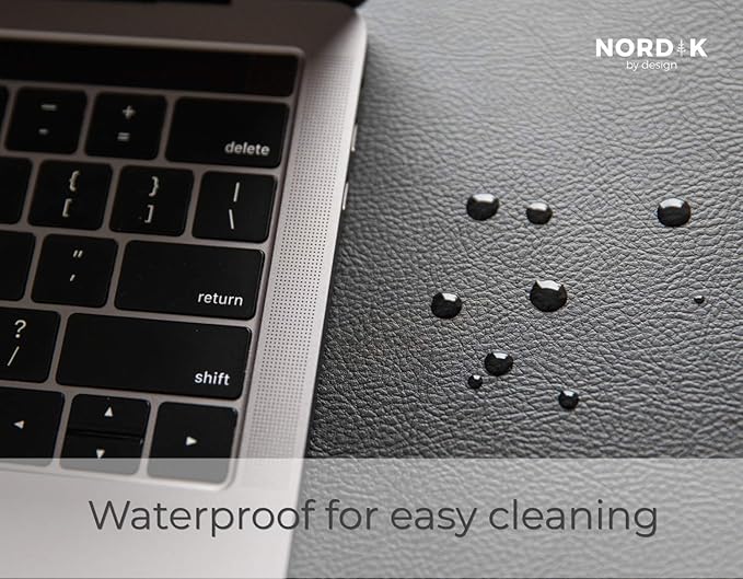 Nordik Leather Desk Mat Cable Organizer - Pebble Black 35 X 17 inch - Premium Mouse Mat - Felt Vegan Leather Desk Pad Protector - Desk Blotter Matt Keyboard - Large Desk Matt for Desktop Computer | Desk Pads Blotters - TrueDesk