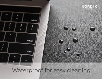 Nordik Leather Desk Mat Cable Organizer - Pebble Black 35 X 17 inch - Premium Mouse Mat - Felt Vegan Leather Desk Pad Protector - Desk Blotter Matt Keyboard - Large Desk Matt for Desktop Computer | Desk Pads Blotters - TrueDesk