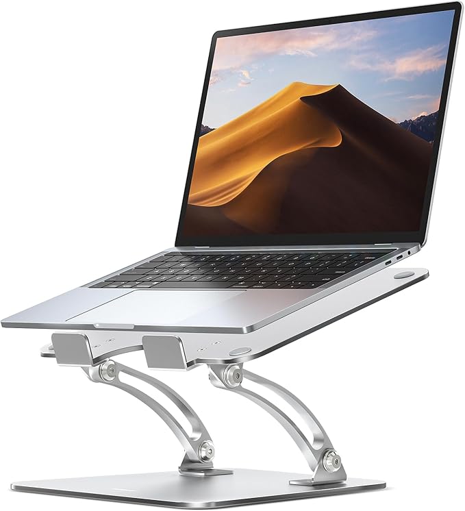 Nulaxy Ergonomic Adjustable Laptop Stand for Desk, Dual Foldable Computer Riser with Advanced Heat - Vent, Heavy - Duty Portable Notebook Holder for Posture Correction, Compatible with Mac 10 - 17" Laptops | Stands - TrueDesk